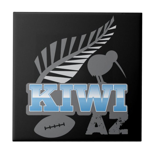 KIWI AZ rugbyvogel en zilverfern Nieuw-Zeeland Tegeltje (Voorkant)