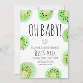 Kiwi Baby shower Waterverf Polk Stippen Kaart (Voorkant)