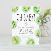 Kiwi Baby shower Waterverf Polk Stippen Kaart (Staand voorkant)