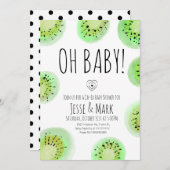 Kiwi Baby shower Waterverf Polk Stippen Kaart (Voorkant / Achterkant)