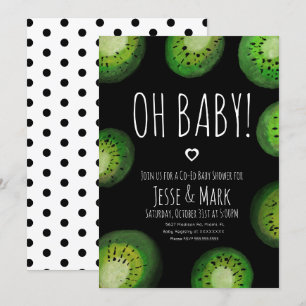 Kiwi Baby Shower Waterverf Stippen Kaart
