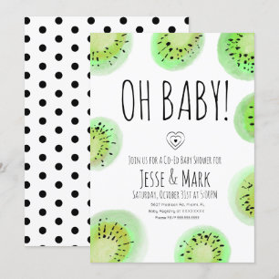 Kiwi Baby Shower Waterverf Stippen Kaart