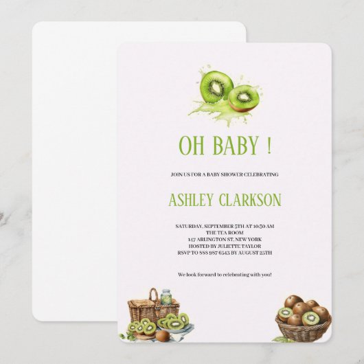 KIWI BABYSHOWER UITNODIGING (Voorkant / Achterkant)