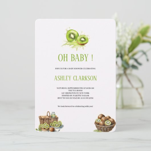 KIWI BABYSHOWER UITNODIGING (Staand voorkant)