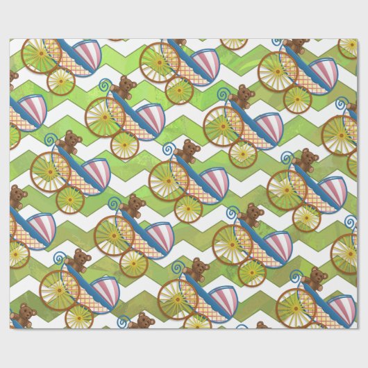 Kiwi Bash Green Chevron Baby Stuff Cadeaupapier (Vlak)