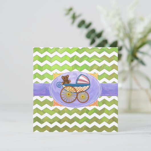Kiwi Bash Green Chevron Baby Stuff Kaart (Staand voorkant)