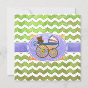 Kiwi Bash Green Chevron Baby Stuff Kaart
