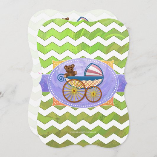 Kiwi Bash Green Chevron Baby Stuff Kaart (Voorkant / Achterkant)