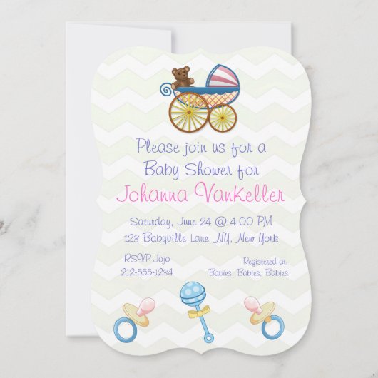 Kiwi Bash Green Chevron Baby Stuff Kaart (Achterkant)