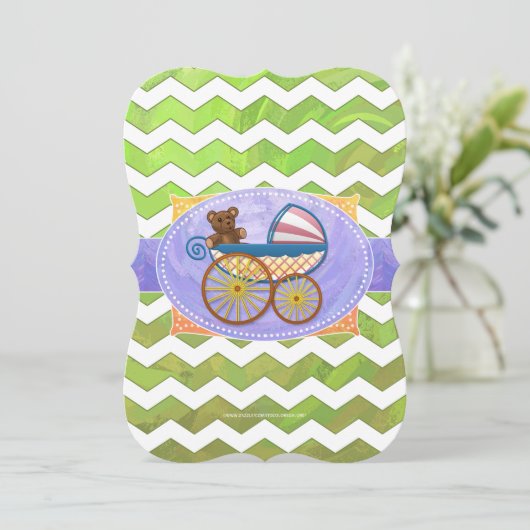 Kiwi Bash Green Chevron Baby Stuff Kaart (Staand voorkant)