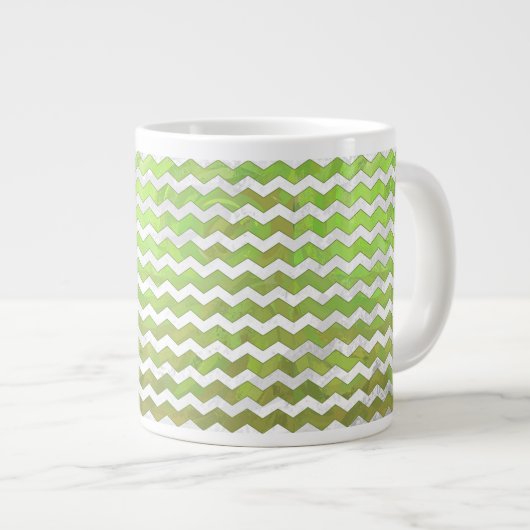 Kiwi Bash Green Chevron Pattern Grote Koffiekop (Voorkant rechts)