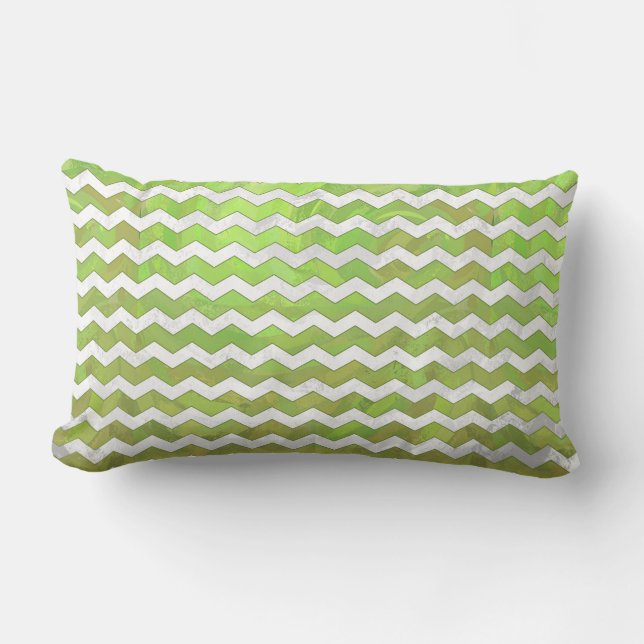 Kiwi Bash Green Chevron Pattern Kussen (Voorkant)