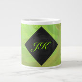 Kiwi Bash Green en Black Monogram Grote Koffiekop (Voorkant)