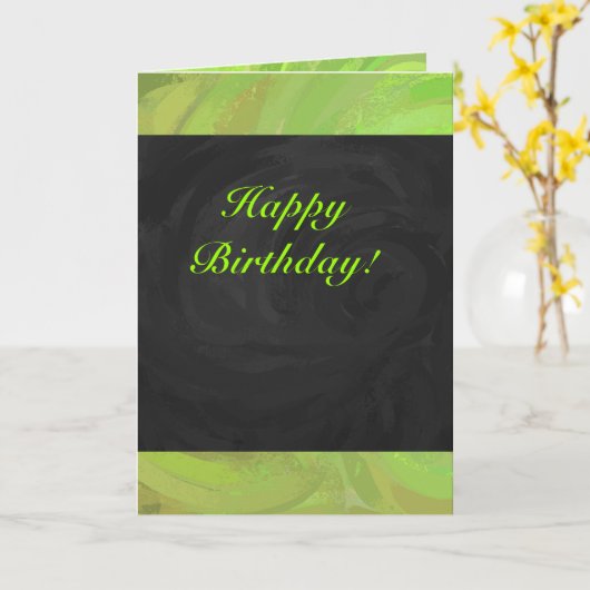 Kiwi Bash Green en Black Monogram Kaart (Gele Bloem)