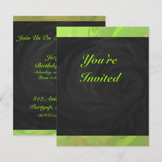 Kiwi Bash Green en Black Monogram Kaart (Voorkant / Achterkant)