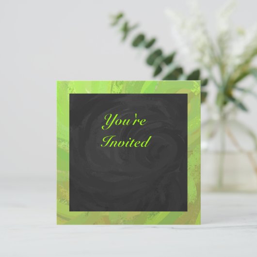 Kiwi Bash Green en Black Monogram Kaart (Staand voorkant)