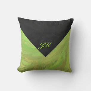 Kiwi Bash Green en Black Monogram Kussen