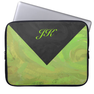 Kiwi Bash Green en Black Monogram Laptop Sleeve
