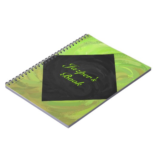 Kiwi Bash Green en Black Monogram Notitieboek (Linkerzijde)