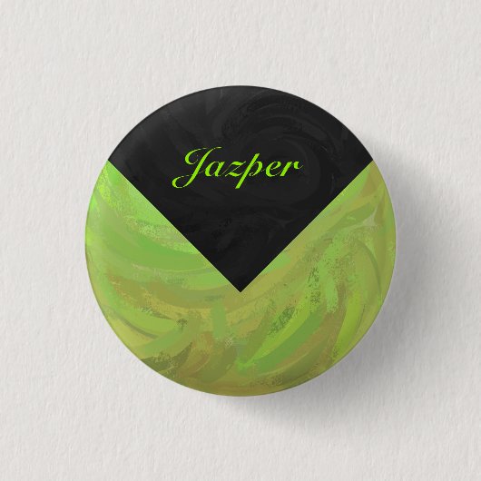 Kiwi Bash Green en Black Monogram Ronde Button 3,2 Cm (Voorkant)