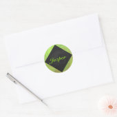 Kiwi Bash Green en Black Monogram Ronde Sticker (Envelop)