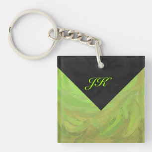Kiwi Bash Green en Black Monogram Sleutelhanger