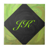 Kiwi Bash Green en Black Monogram Tegeltje (Voorkant)