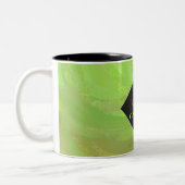 Kiwi Bash Green en Black Monogram Tweekleurige Koffiemok (Links)