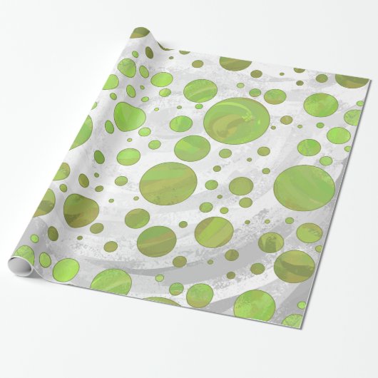 Kiwi Bash Green Polka Dot Cadeaupapier (Uitgerold)
