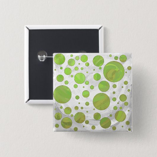 Kiwi Bash Green Polka Dot Vierkante Button 5,1 Cm (Voorkant /achterkant)