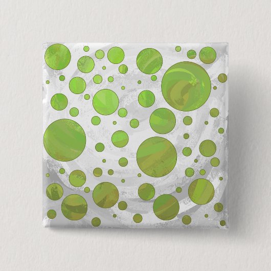Kiwi Bash Green Polka Dot Vierkante Button 5,1 Cm (Voorkant)