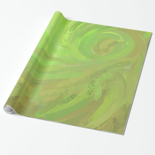 Kiwi Bash Green Swirl Cadeaupapier (Uitgerold)
