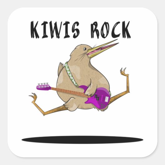 Kiwi Bass Guitar Vierkante Sticker (Voorkant)