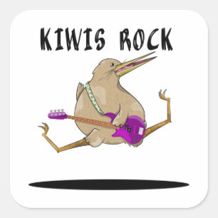 Kiwi Bass Guitar Vierkante Sticker