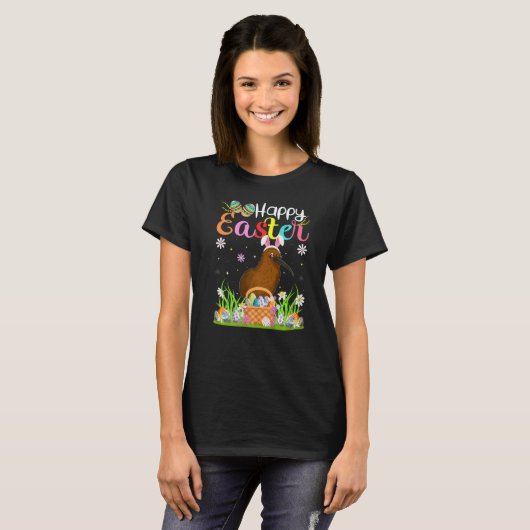 Kiwi Bird Bunny Egg Hunting Funny Kiwi Bird Happy T-shirt (Voorkant volledig)