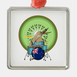 Kiwi Bird Drummer Metalen Ornament