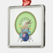 Kiwi Bird Drummer Metalen Ornament (Links)