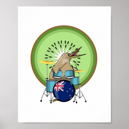 Kiwi Bird Drummer Poster (Voorkant)