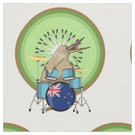 Kiwi Bird Drummer Stof (Close Up)