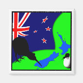Kiwi Bird, Egg & New Zealand Map (tekening) Magneet (Voorkant)