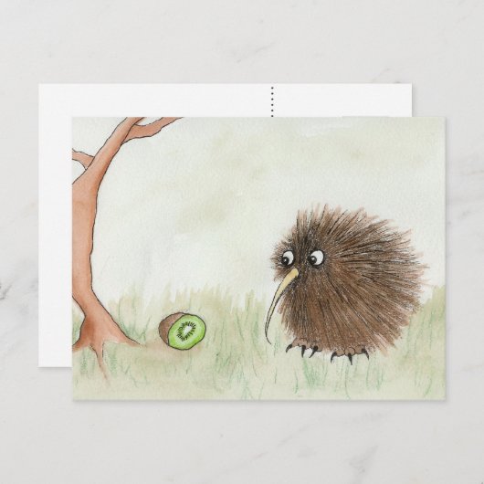 Kiwi Bird en Kiwi Fruit Briefkaart (Voorkant / Achterkant)