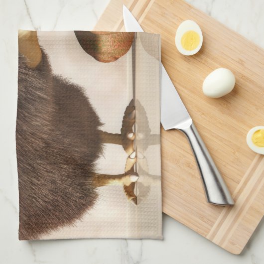 Kiwi Bird en Kiwivruchten Theedoek (Quarter Fold)