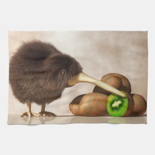 Kiwi Bird en Kiwivruchten Theedoek (Horizontaal)