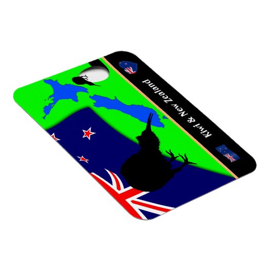 Kiwi Bird, Flag & Map of New Zealand/art Magneet (Rechterzijde)