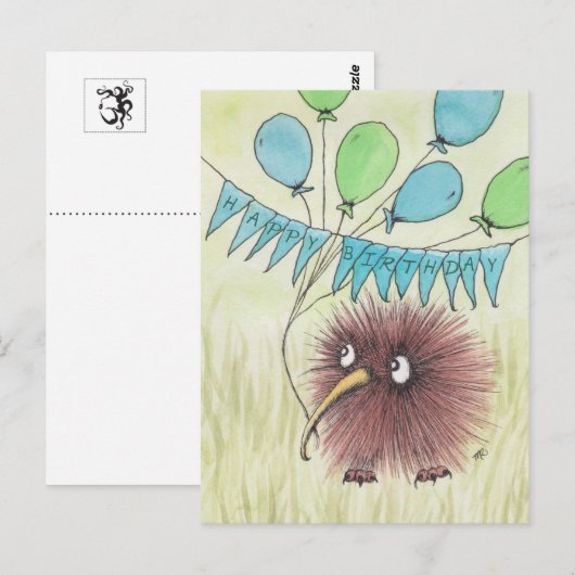 Kiwi Bird Happy Birthday Briefkaart (Voorkant / Achterkant)