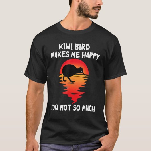 Kiwi Bird maakt me Happy Sunset New Zealand Kiwi B T-shirt (Voorkant)