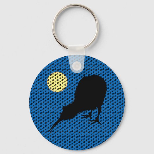 Kiwi Bird, Moon & New Zealand text, Bro/Mode Sleutelhanger (Voorkant)