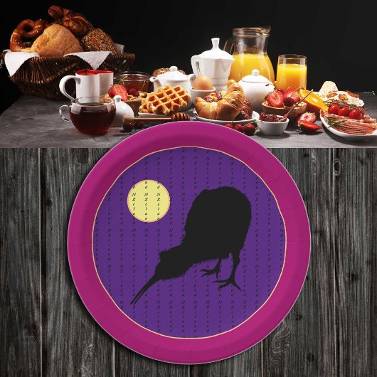 Kiwi Bird & Moon - Nieuw-Zeelandse partij / BBQ Papieren Bordje