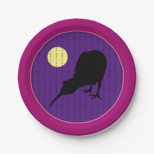 Kiwi Bird & Moon - Nieuw-Zeelandse partij / BBQ Papieren Bordje (Voorkant)