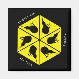 Kiwi Bird & New Zealand/Aotearoa Islands (pizza) Magneet